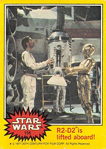1977 Topps Star Wars Set Break Five (Individual Card Only) #156 R2-D2 is lifted aboard Official Vintage Trading Card From The Movie A New Hope