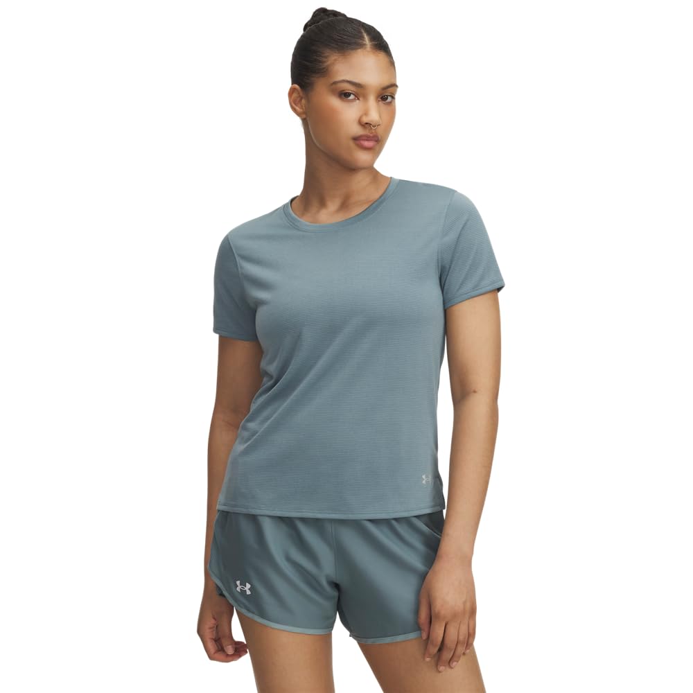 Under Armour Women's Launch Short Sleeve, Women's T-Shirt with Lightweight and Breathable Design, Running Top with Reflective Details,Jasper Blue / / Reflective,XS