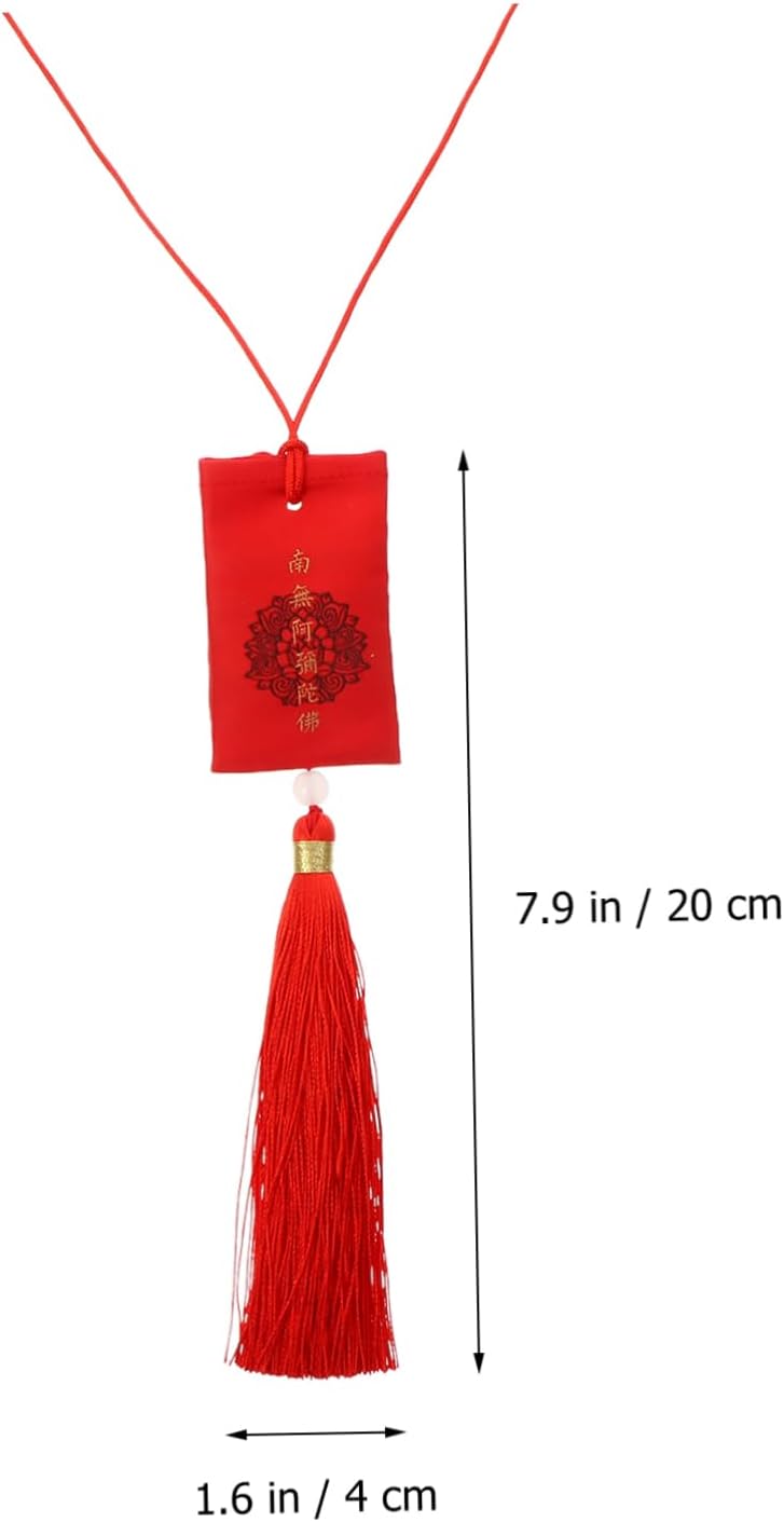 Chinese Style Sachet Bag with Tassel Handmade Blessed Pouch for Home Fragrance and Wall Decoration Red Storage Container with Ornamental Tassel Space-Saving Traditional Blessing Accessory