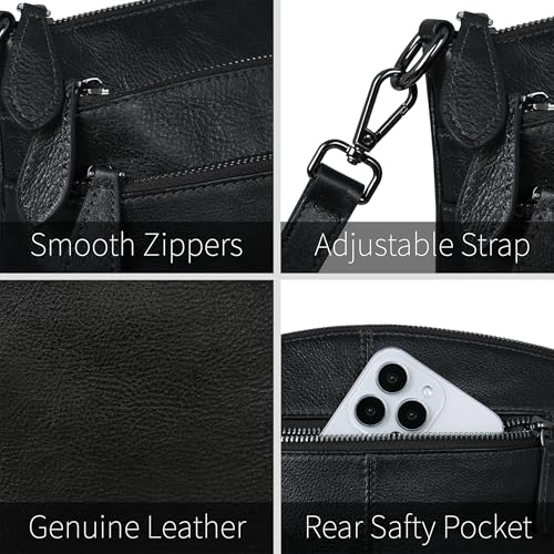 Image of HESHE Crossbody Bags for Women Genuine Leather Purses with Multi-Pockets Vintage Ladies Small Shoulder Satchel Bag