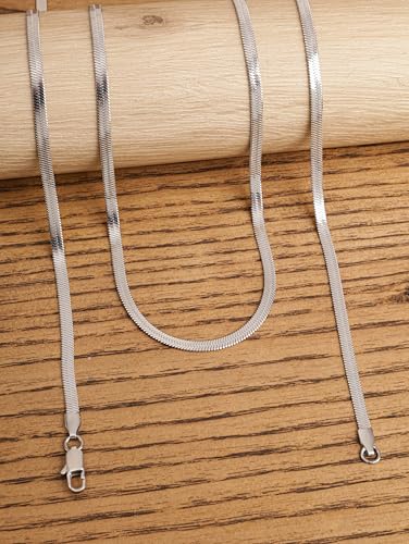 HAQUIL Flexible Stainless Steel Herringbone Snake Chain Necklace, Jewelry Gift for Men and Women 16/18/20/22/24/26/28/30' 3/4/5/6/7mm2