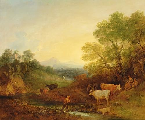 Toile murale abstraite paysage et bétail déco salon contemporain