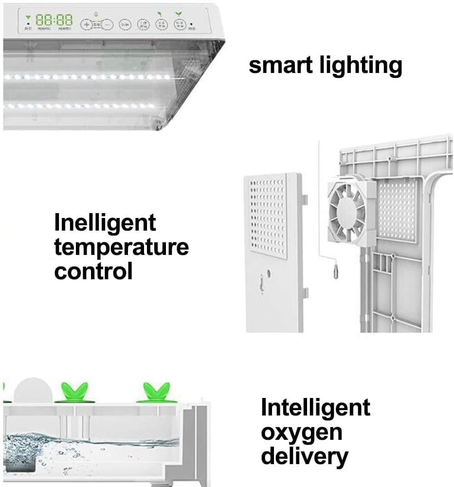 Kit de Cultivo de Hierbas aromáticas para Interiores con hidropónico, luz de Cultivo, Temporizador automático y depósito de Agua de 4 litros, con 30 cápsulas