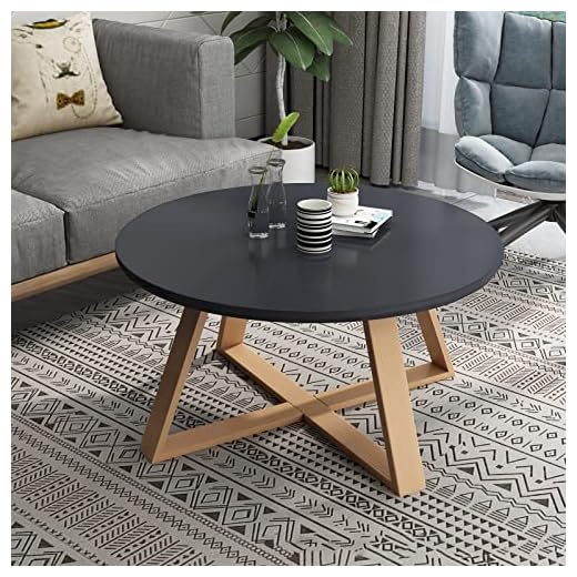 Soffbord Kort Soffbord Runt Soffbord I Trä Litet Kort Bord Cirkelslutbord Runda Soffbord Vardagsrum Sidobord (Color : Black, Size : 60cm(23.6 inches))