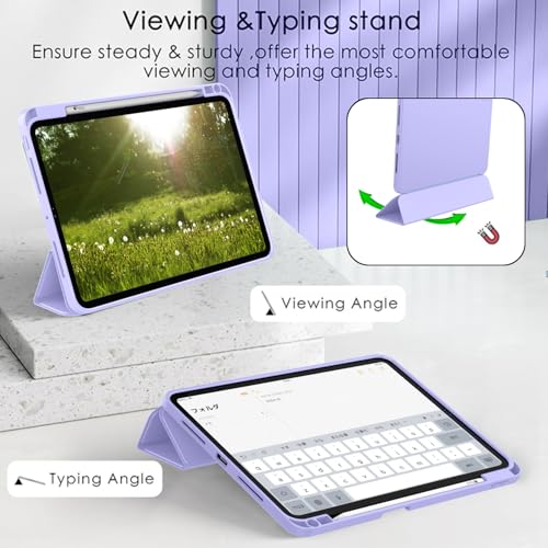 Image of ZryXal New iPad Pro 13 Inch Case (M5) 2025 / (M4) 2024 with Pencil Holder, Smart iPad Case [Support Pencil Pro and Pencil (USB-C)], Support Touch ID and Auto Wake /Sleep (Light Purple)