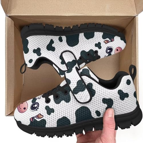 Cute Cartoon Cow Pattern Little Kid Boys Shoes Non Slip Lightweight Breathable Comfortable Sport Athletic Running Tennis Sneakers2