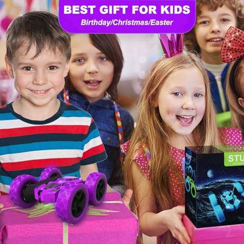 Image of Hamdol Remote Control Car for Kids, 360 Spinning RC Stunt Car with Lights, 4WD Electric Off-Road Vehicle, 2.4GHz Rechargeable Toy Cars for Boys Girls Age 6 7 8 9 10 11 12, Birthday