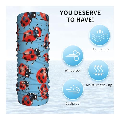 Ladybugs On A Background print Neck Gaiter Face Mask,Sun Cooling Scarf,Balaclava Bandana Cover for Men Women4