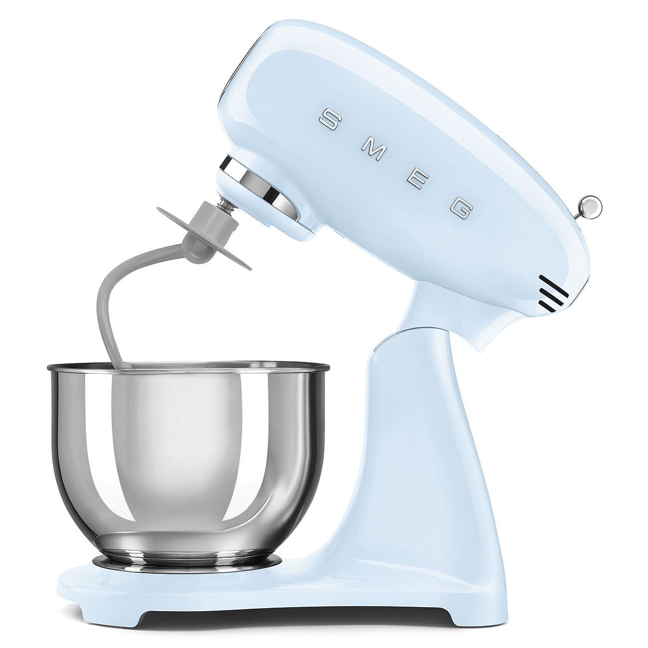 Smeg, Pétrisseur planétaire Full Color SMF05PBEU, 10 niveaux de vitesse, fonction lisse et mix, bol de 4,8 L, bloc moteur, 3 fouets et crochet pétreur, 800 W, bleu