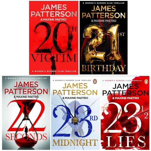 Collezione di 5 libri della serie Murder Club delle donne di James Patterson (20° vittima, 21° compleanno, 22 secondi, 23° mezzanotte, 23 bugie)