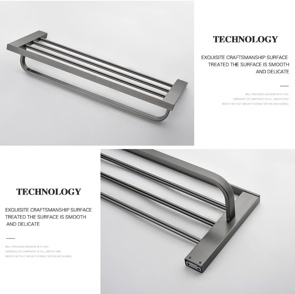 Towel Rails, Gray Double Towel Bars Bathroom Accessories Towel Hanger Towel Rack Hook Paper Toilet Brush Soap,Towel Rack/Towel Rack/a