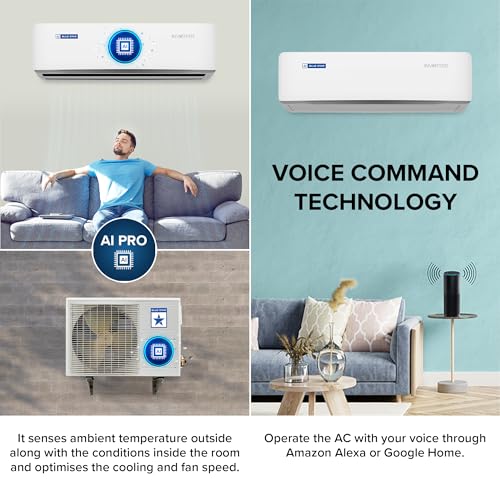 Image of Blue Star 1.5 Ton 5 Star, Wi-Fi Smart Inverter Split AC (Copper, Convertible 5 in 1 Cooling, AI Pro, DigiQ Hepta Sensors, 4 Way Swing, IC518ZNURS, White)