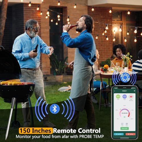 3T6B Kabelloses Smart Fleischthermometer, 150M Drahtlos, Bluetooth Grillthermometer, IPX7, Digital Meat Thermometer für Ofen Grill Küche BBQ Backofen Rotisserie, Perfekter... – Bild 2