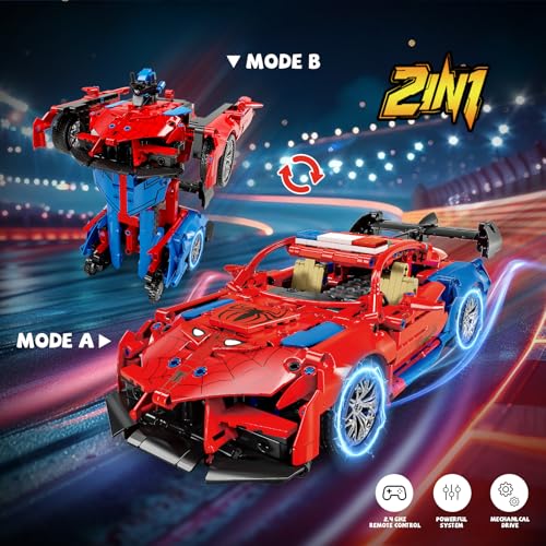 Image of 2 in 1 Remote Control Racing Car Building Blocks, Compatible with Lego STEM Toy Building Toys 694 PCS, Gifts Toys for Age 8-12 Years Old Kids Boys