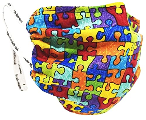 Breathe Healthy Puzzle Pieces Face Mask, Reusable Mask for Men and Women, Adjustable, Breathable & Washable, Made in the USA