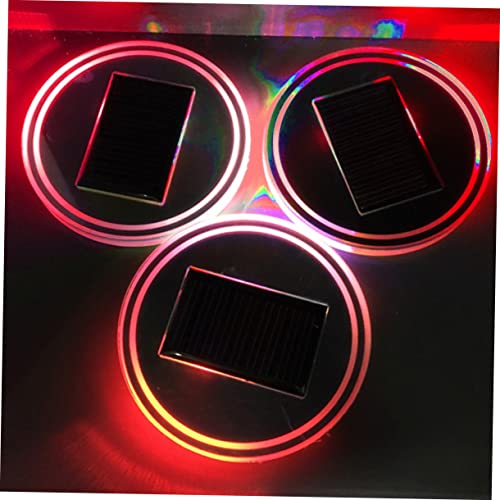Portavasos LED solar rojo impermeable para carro miniatura 4