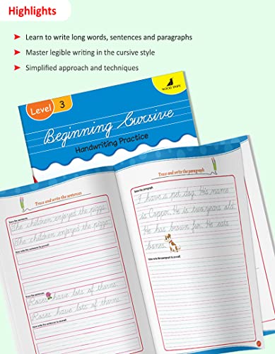 Image of Cursive Writing Book For Kids Age 4 To 6 Years|Set Of 3|Learn To Write Capital & Small Letters, Words, Sentences In Cursive|Cursive Handwriting Practice Book|Diy Exercises - 108