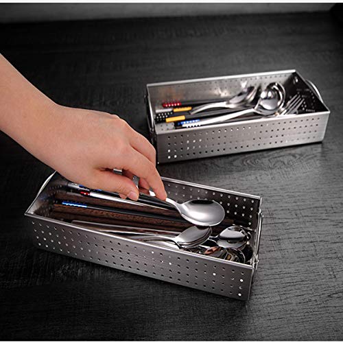 AIYoo Mesh Cutlery Tray Drawer Organizer - 304 Stainless Steel Kitchen Utensil Drawer Organizer/Silverware Storage Kitchen Utensil Flatware Tray - 11.3x4.1x2.0 Inch - Image 2