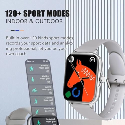 Image of H06 Bluetooth Smartwatch for Men & Women | Fitness & Health Tracker with Heart Rate, Blood Oxygen & Sleep Monitor (Grey) (Grey)