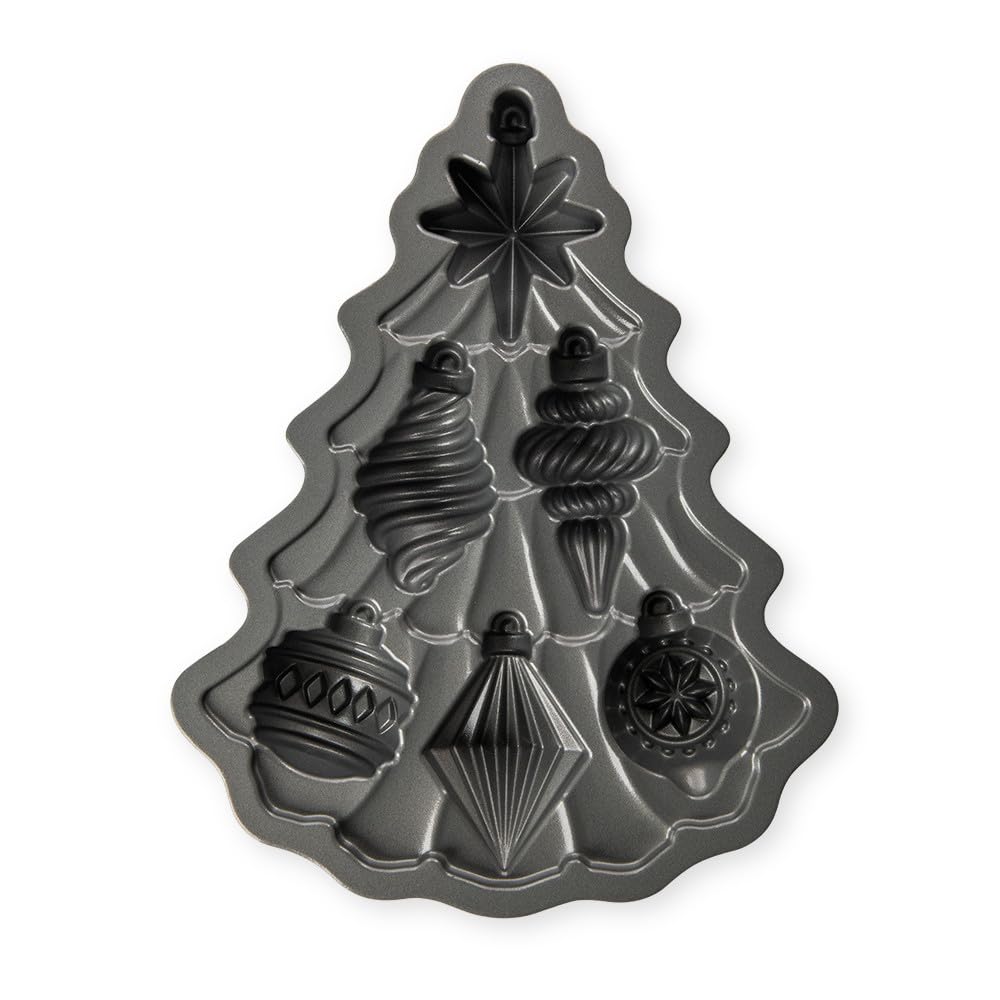 Nordic Ware Vintage Ornament Cakelet Pan, 2 Tassen, Silber