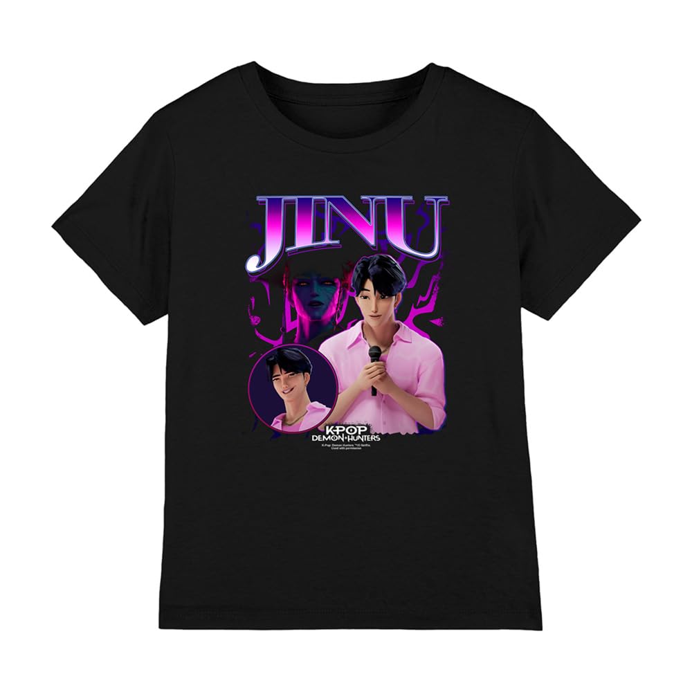 K-Pop Demon Hunters Unisex Kid's Jinu Bootleg T Shirt, Black, 9-11 anni