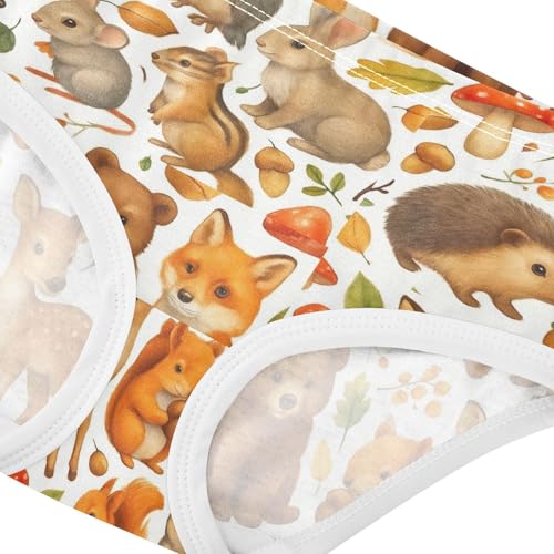 Joisal Cotton Girls Underwear Toddler Cute Woodland Animals Deer Cute Panties Girl Fun Print Briefs Kids Undies 2t4