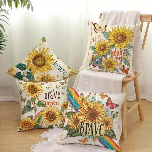 Housse de coussin 50x50cm jaune extérieur imperméable canapé - 3