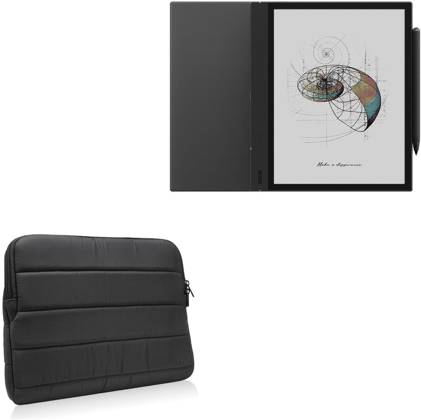 BoxWave Case Compatible with Boox Note Air 4 C - Polar Jacket, Puffy Padded Material Zip Up Sleeve Pouch - Jet Black