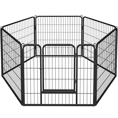 Abician Dog Pens Playpen for Dogs Puppies Rabbits 6 Panels 80 x 80 cm Metal Black
