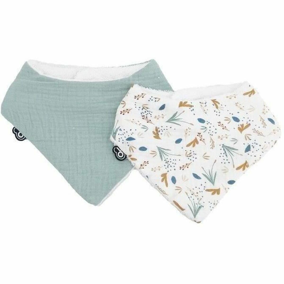 Domiva - Set of 2 Bandana Mosseline Bibs with Printed Water Over Water in Cotton Gas