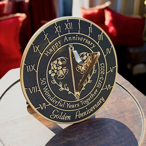 image for The Metal Foundry Anniversary Sundial Gift for 50th Golden Wedding Ann