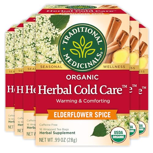 Traditional Medicinals Tea, Herbal Cold Care Seasonal Tea with Elderflower Spice, Kosher, Non-GMO,...