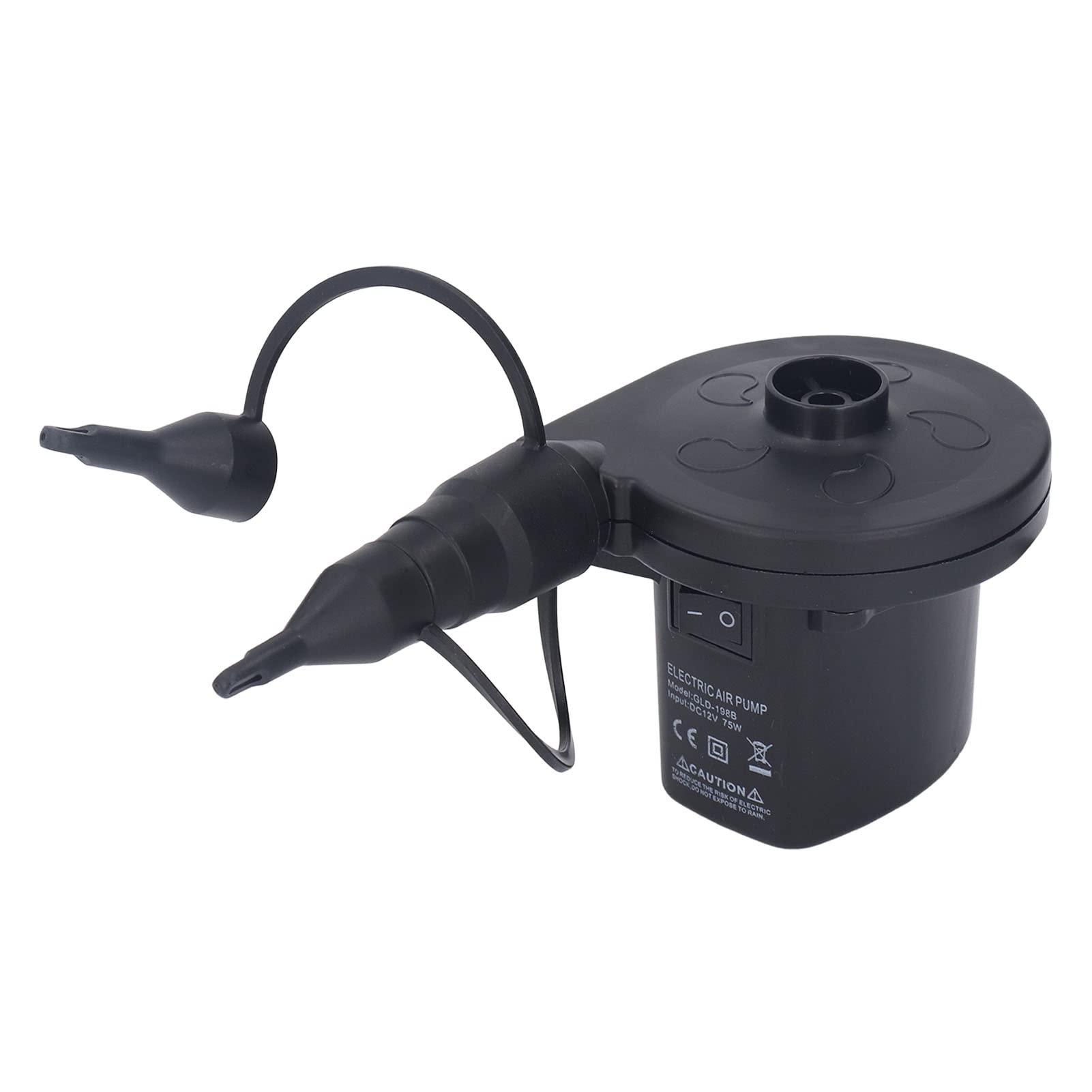 Inflator Drain Pump, 0.43 Psi DC12V Portable Electric Air Pump 200L with 3 Nozzles for Inflatable Pool