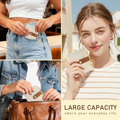 Image of Jogjam Small Ladies Wallet, Rfid Slim Thin Compact Credit Card Women Wallet, PU Leather Bifold Cash Wallet, Zipper Coin Pocket & ID Window, Female Gifts Beige and Caramel