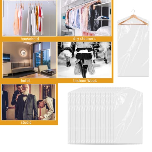 20 Stück Kleidersack Kunststoff Anzugtasche 60x90 cm Transparente Hängen Kleidersäcke Staubdicht Kleiderschutz Trockenreiniger Taschen für Anzüge Sakkos Hemden