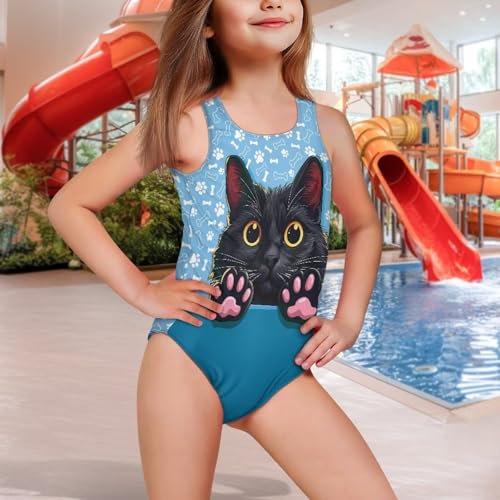 Image of Girls One Piece Swimsuits Teens Sleeveless Back Cross Strap Bathing Suit Kids Quick Dry Cute Beach Swimwear(5-14)