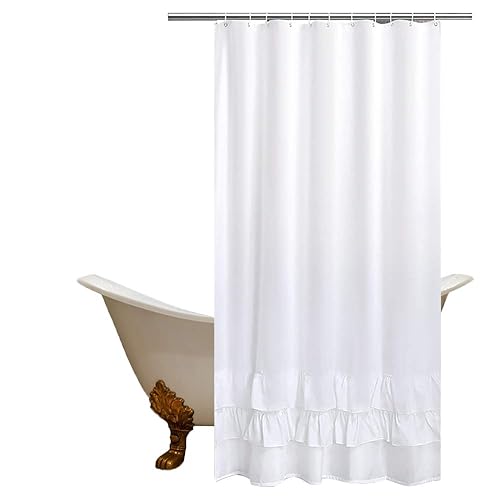 White Ruffle Shower Curtain Amazon Co Uk