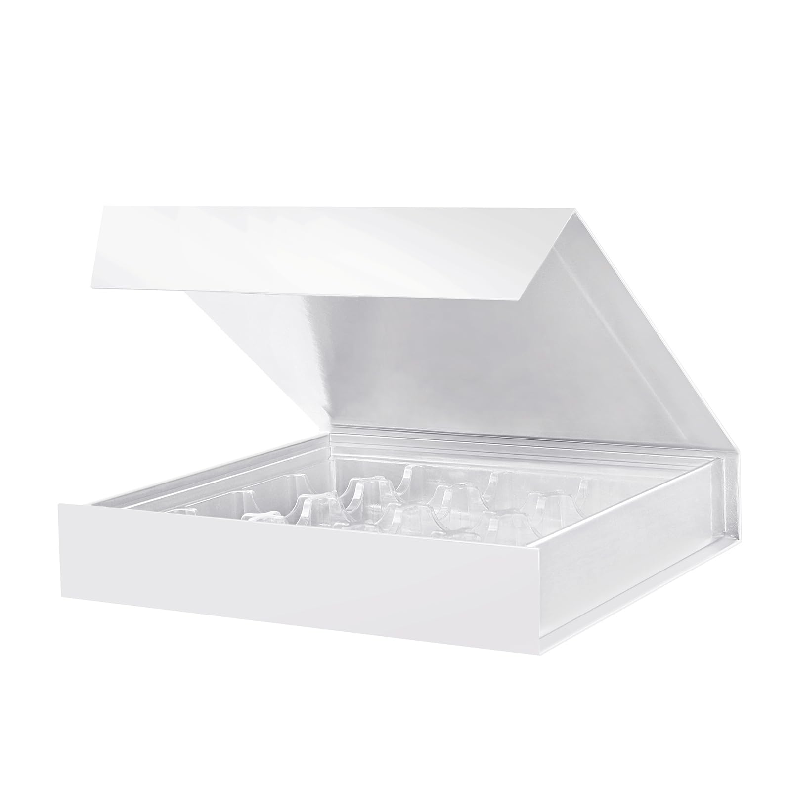 16-Piece Plastics Tray Valentine's Day Truffle Boxes, Chocolates Boxes Packaging, Truffle Gift Boxes Packaging, Magnetic Closure Lids 6.9x6.9x1.2 Inches (White, 6 Boxes)