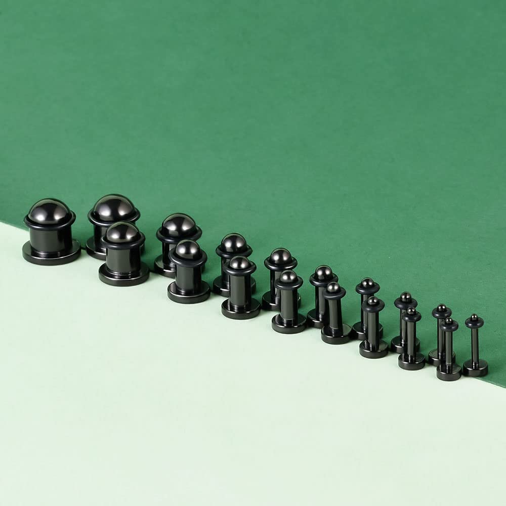 TBOSEN 18 Pieces Surgical Stainless Steel Stretching Kit Plugs Expander Single Flat Top Body Piercing Jewellery Set 14G-00G