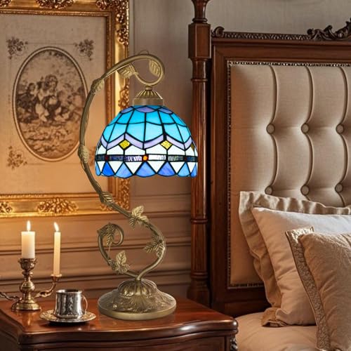 Ppbmocw Small Tiffany Lamp, 8 Inch Tiffany Style Lights Table Lamps for Living Room Bedside