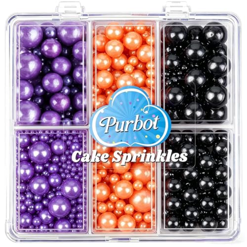 Image of Pearl Sprinkles for Cake Decorating, 4 Sizes Halloween Sprinkles 130g