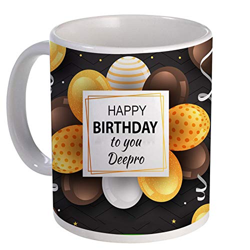 COLORYARD Best White Ceramic Coffee Mug 1Pc for Birthday Gift (Happy Birth Day to You Deepro)