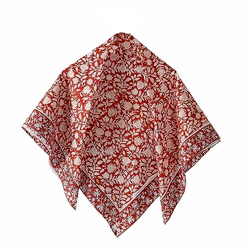 Image of Ravaiyaa - Attitude is everything Sanganer Hand Block Printed Scarves Pure Cotton Scarf Square Hijab Dupatta 40 inch X 40 inch Inch