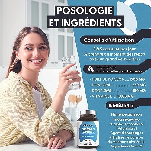 OMEGA 3 | Huile de poisson bleu sauvage, Haute concentration 2000mg, Riche en EPA & DHA | Système immunitaire, vision, mémoire, santé cardiovasculaire | Pêche durable | 90 Capsules | Made in France – Image 8