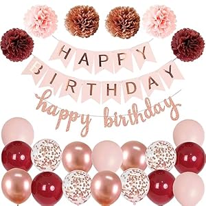 Ohighing Weinrot Rosegold Geburtstag Deko Set