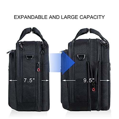 KROSER Expandable Laptop Bag for 17.3 Inch Laptops - Water-Repellent Shoulder Messenger Bag for Travel & Business (Black)