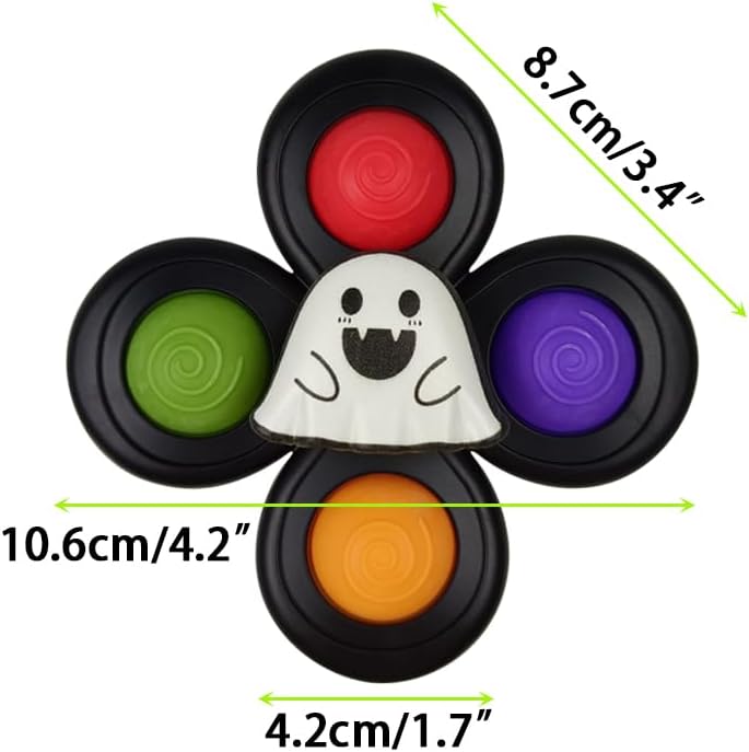 Jofan 3 Pack Halloween Suction Cup Spinner Toys Sensory Bath Toys for Toddlers Kids Halloween Treat Bags Gifts