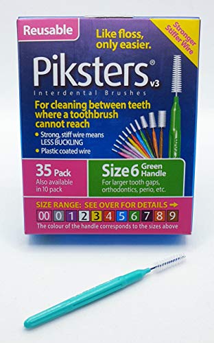 Piksters Interdental Brushes | 35 Pack | Size 6 - Green