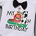 IMEKIS Farm Animals 1st Birthday Outfit Boys Baby Cake Smash Bowtie Romper Suspenders Diaper Covers Shorts First Cow Farm Birthday Party for Photo Shoot Black 12-18 Months