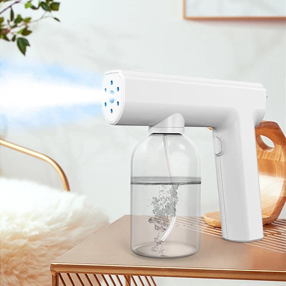 Nano Mist Sprayer, 300ML USB wiederaufladbare Handheld Luftbefeuchter Wireless Wassersprühgerät Tragbare Dampfspritzpistole mit blauem Licht für Home Office